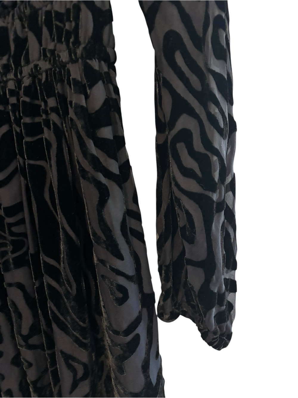 Ulla Johnson Elora Silk & Velvet Black Midi Dress Women Size 6 - Picture 5 of 10